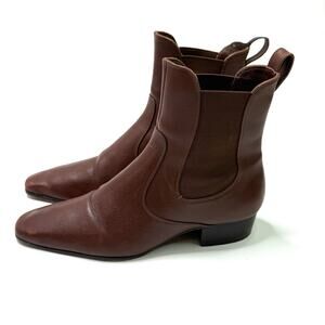 Dôen Brown Booties Saddle Normandy Boots Leather Womens Size US 9, EU 39.5